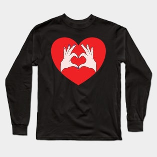 Hands Making Heart Shape Love Sign Language Valentine's Day Long Sleeve T-Shirt